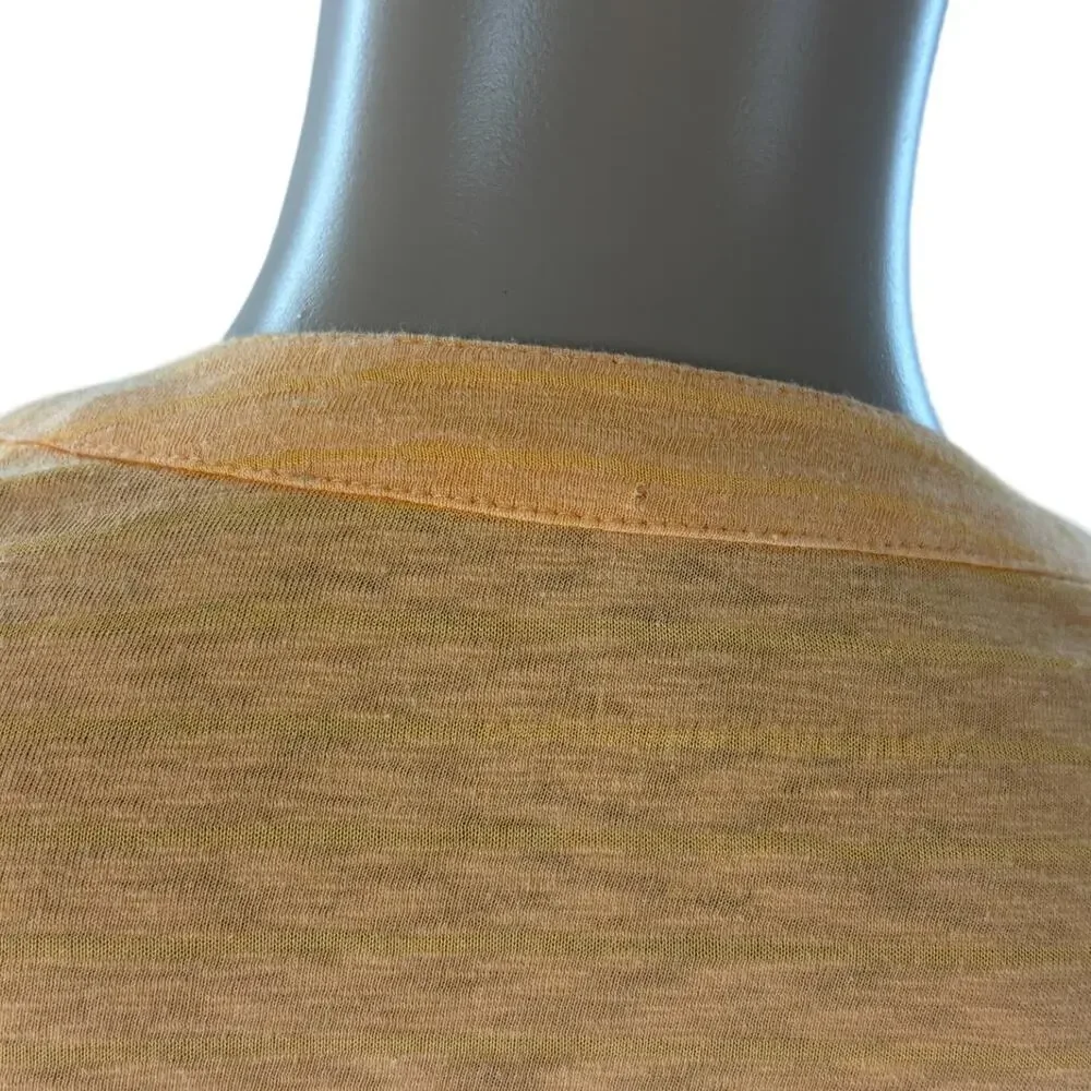 Soft Surroundings Orange Antalya Striped Floral Embroidered Henley Top